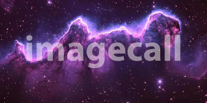 Deep Purple Nebula with Bright Cosmic Dust, Glowing Stars, Mystical Space, Ethereal Nebula Background