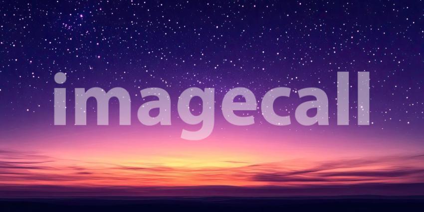 Deep Purple Twilight Sky with Scattered Glowing Stars, Calm Night, Celestial Beauty, Mystical Sky Background