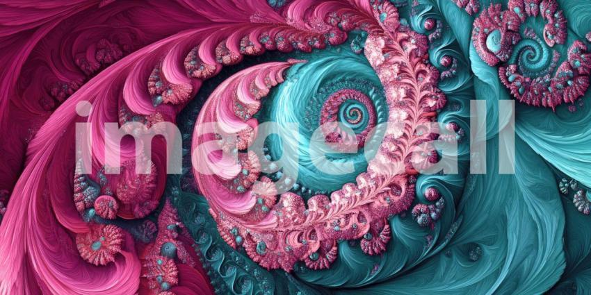 Deep Pink and Cyan Contrasting in Swirls, Vibrant Color Flow, Dynamic Abstract Background