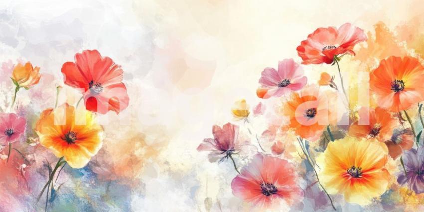 Botanical Whispers: A Delicate Watercolor Floral Background with Ethereal Blooms