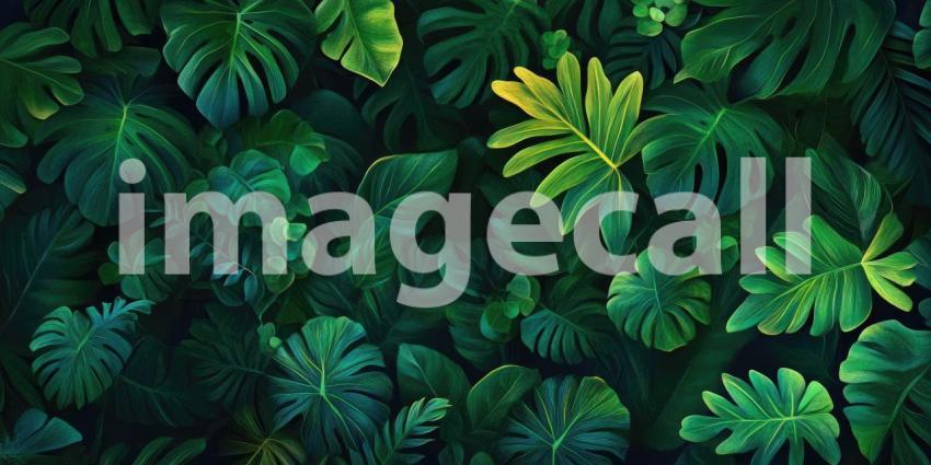 Deep Rainforest with Rich Green Foliage, Lush Vegetation, Tropical Nature, Vibrant Forest Background