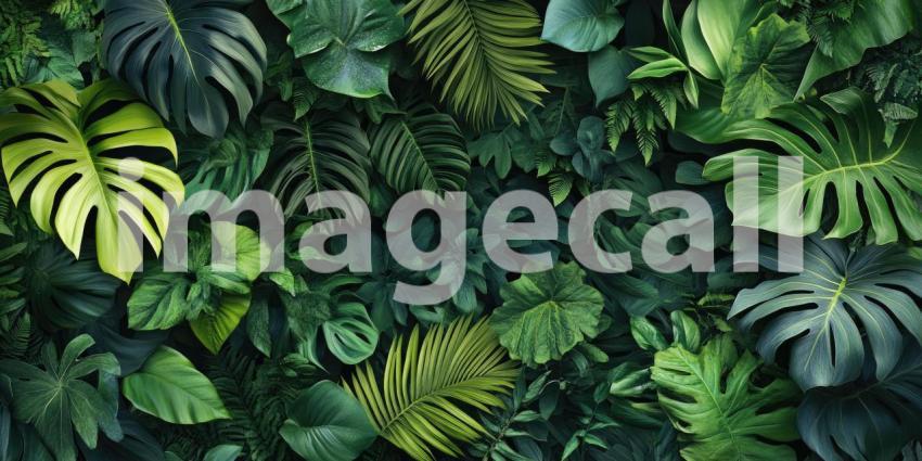 Deep Rainforest with Rich Green Foliage, Lush Vegetation, Tropical Nature, Vibrant Forest Background