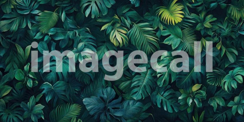 Deep Rainforest with Rich Green Foliage, Lush Vegetation, Tropical Nature, Vibrant Forest Background