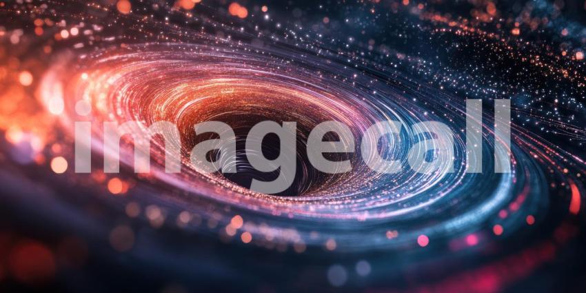 Deep Space Black Hole with Swirling Light, Cosmic Vortex, Light Distortion, Galactic Phenomenon Background