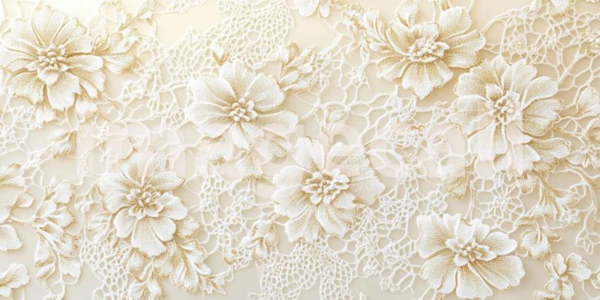 Elegant Delicate Lace Pattern in Soft Ivory and Gold Tones
