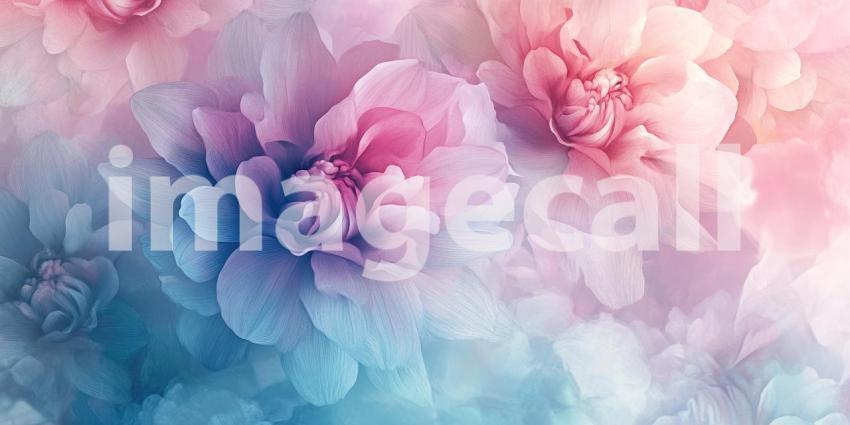 Soft Delicate Pastel Floral Pattern with Watercolor Details and Ethereal Charm