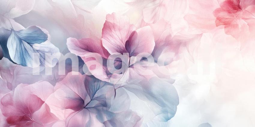 Soft Delicate Pastel Floral Pattern with Watercolor Details and Ethereal Charm