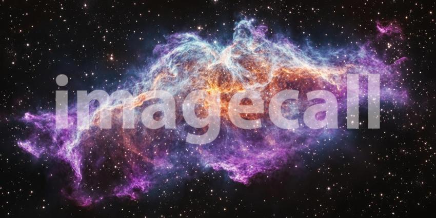 Deep Purple Nebula with Bright Cosmic Dust, Glowing Stars, Mystical Space, Ethereal Nebula Background