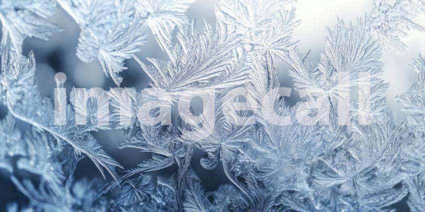 Delicate Frost Patterns on a Window, Winter Chill, Frosted Glass, Intricate Ice Art Background