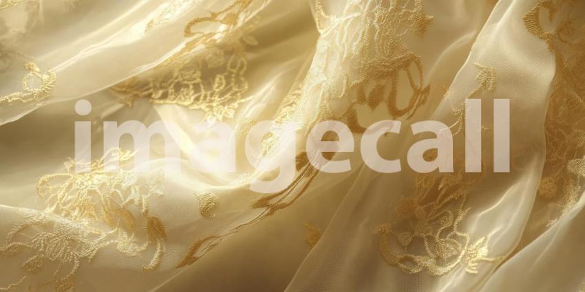 Delicate Lace Fabric with Vintage Elegance in Beige and Gold, Timeless Texture, Elegant Background