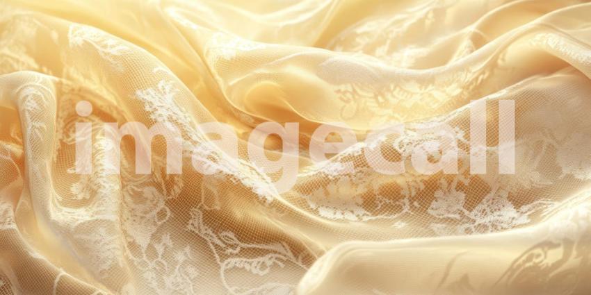 Delicate Lace Fabric with Vintage Elegance in Beige and Gold, Timeless Texture, Elegant Background