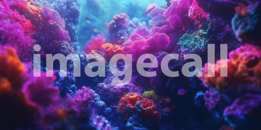 Deep Underwater Coral Reef, Vibrant Marine Life, Colorful Coral, Ocean Ecosystem, Aquatic Paradise Background