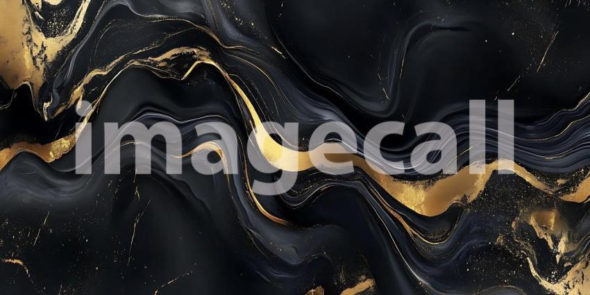Golden Veins on Onyx A Luxurious Dance of Light and Shadow Across Marble