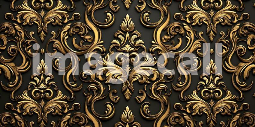Ornate Gold Flourishes on Dark A Rich Tapestry of Vintage Elegance and Intricate Detail