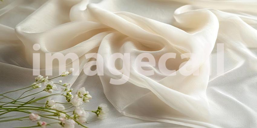 Whispering Drapes: Delicate White Silk with Soft, Flowing Folds