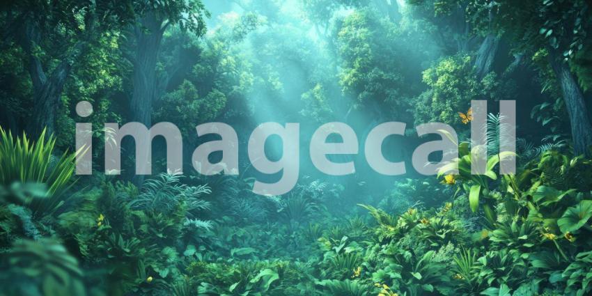 Emerald Veil: Dense Fog Woven Through a Shadowed Forest