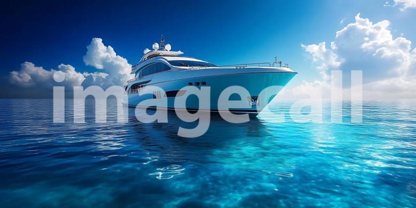Modern White Yacht on Azure Waters A Symphony of Luxury Freedom and Seafaring Elegance
