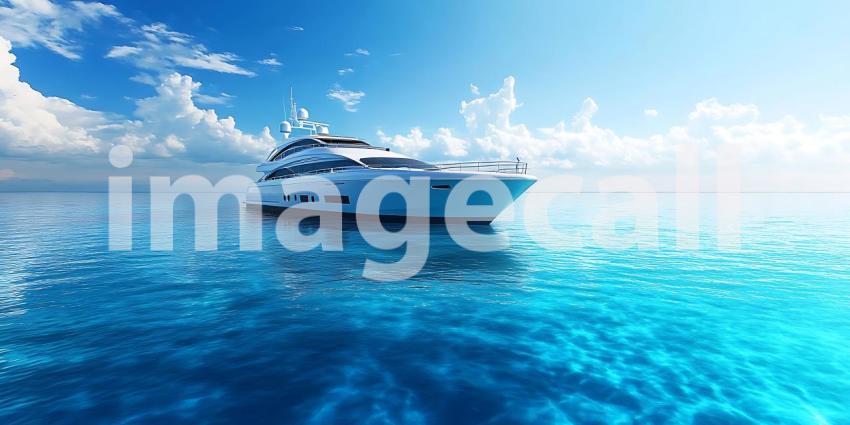Modern White Yacht on Azure Waters A Symphony of Luxury Freedom and Seafaring Elegance