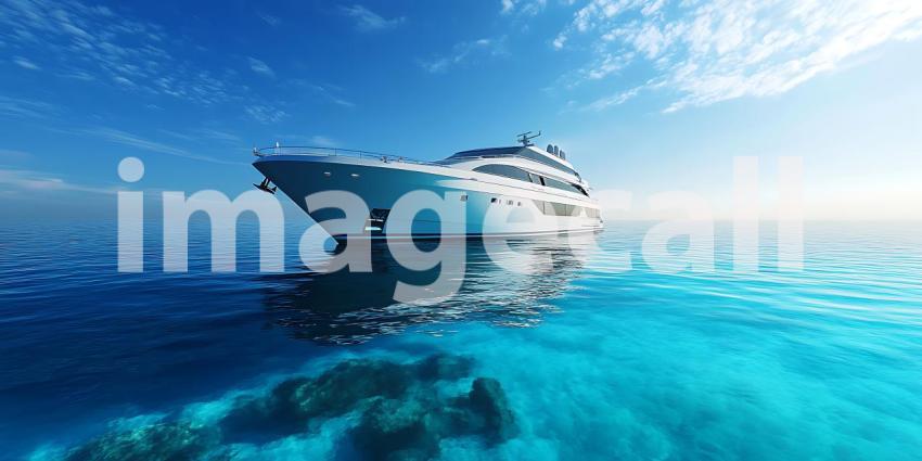 Modern White Yacht on Azure Waters A Symphony of Luxury Freedom and Seafaring Elegance
