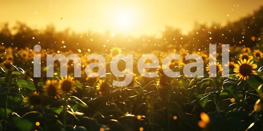 Sunflower Field at Sunset A Golden Symphony of Light Nature and Floral Beauty