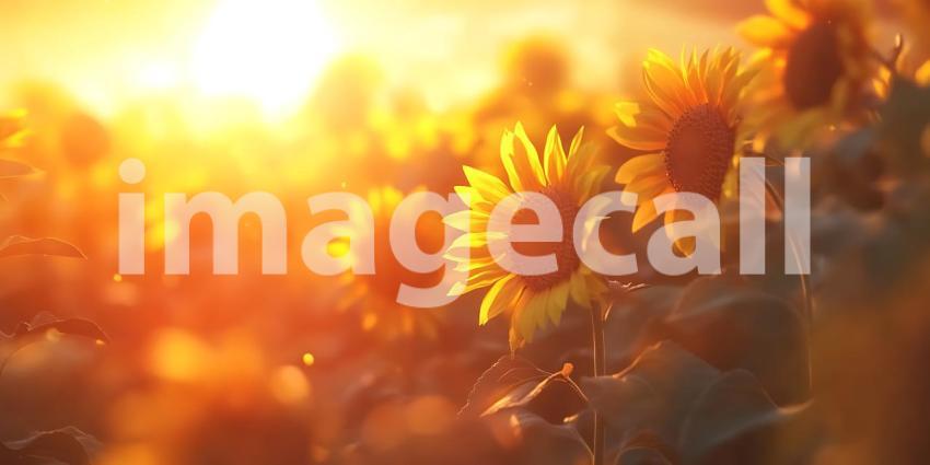 Sunflower Field at Sunset A Golden Symphony of Light Nature and Floral Beauty