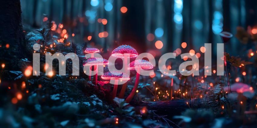 Enchanted Forest Mushrooms A Magical Symphony of Light Color and Bioluminescent Wonder