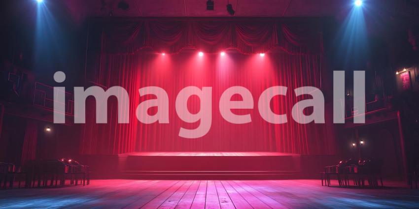 Red Stage Curtain A Dramatic Display of Light Texture and Theatrical Elegance