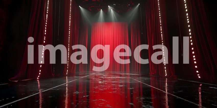 Red Stage Curtain A Dramatic Display of Light Texture and Theatrical Elegance
