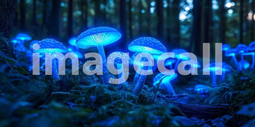 Enchanted Forest Mushrooms A Magical Symphony of Light Color and Bioluminescent Wonder