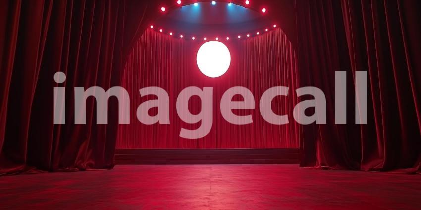 Red Stage Curtain A Dramatic Display of Light Texture and Theatrical Elegance