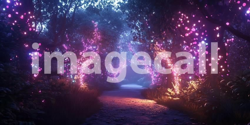 Through Whispering Trees and Golden Light, a Path Unfolds to a Realm of Magic and Wonder