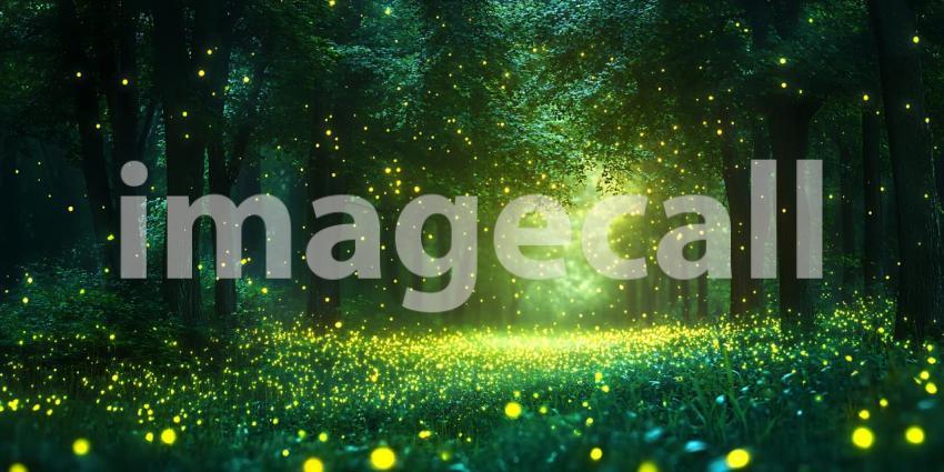 Beneath a Canopy of Emerald Leaves Fireflies Dance Guiding Lost Souls Through the Enchanted Woods