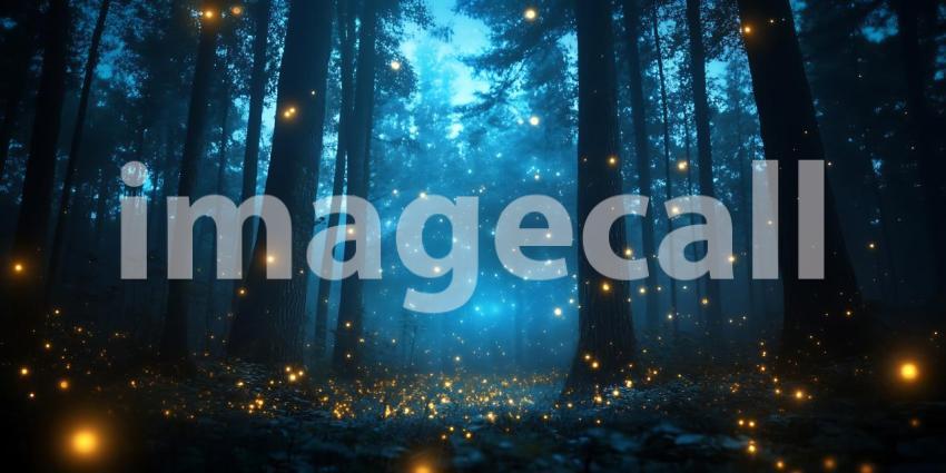 Beneath a Canopy of Emerald Leaves Fireflies Dance Guiding Lost Souls Through the Enchanted Woods