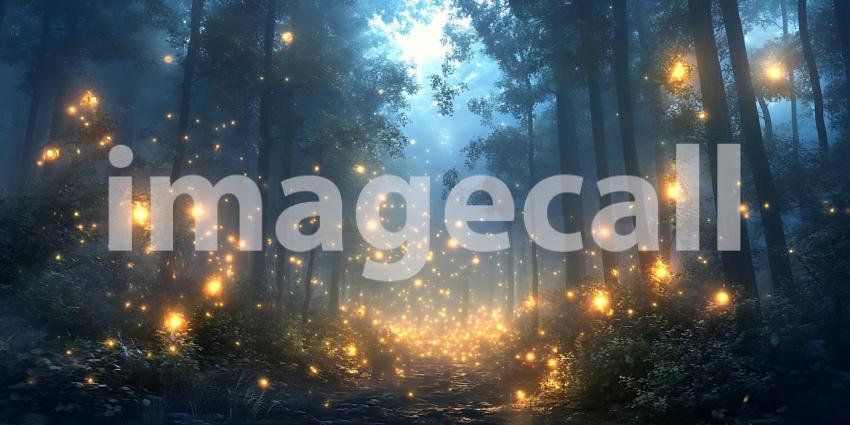 Beneath a Canopy of Emerald Leaves Fireflies Dance Guiding Lost Souls Through the Enchanted Woods