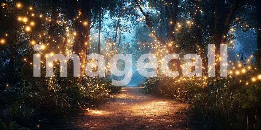 Beneath a Canopy of Emerald Leaves Fireflies Dance Guiding Lost Souls Through the Enchanted Woods