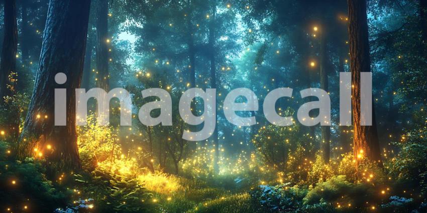 Beneath a Canopy of Emerald Leaves Fireflies Dance Guiding Lost Souls Through the Enchanted Woods