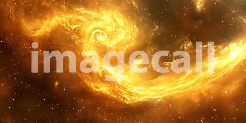 Amidst Swirling Clouds of Gold a Celestial Gateway Beckons Promising Wonders Beyond Mortal Sight