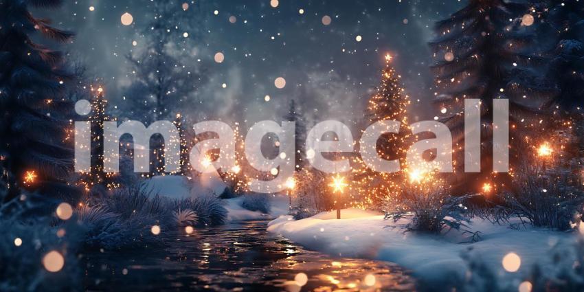 Sunlight Through Snowy Branches Illuminates a Path Where Winters Quiet Majesty Holds Gentle Sway