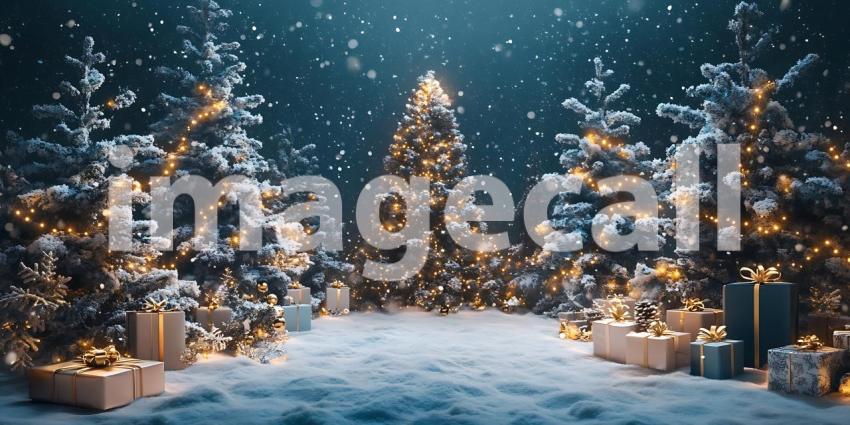 Sunlight Through Snowy Branches Illuminates a Path Where Winters Quiet Majesty Holds Gentle Sway