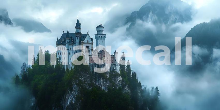 Perched High Above Misty Valleys a Fairytale Castle Stands Guard Over Secrets Whispered by the Wind
