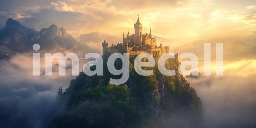 Perched High Above Misty Valleys a Fairytale Castle Stands Guard Over Secrets Whispered by the Wind