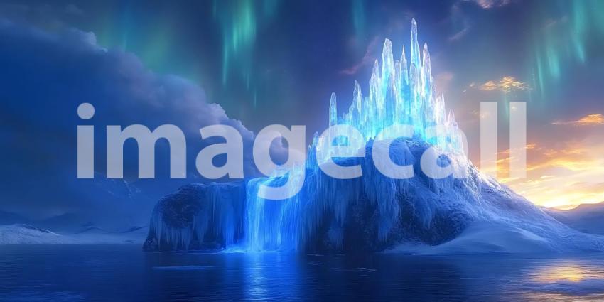 A Majestic Castle Bathed in Northern Lights Stands Proud Against a Starry Canvas of Cosmic Wonder