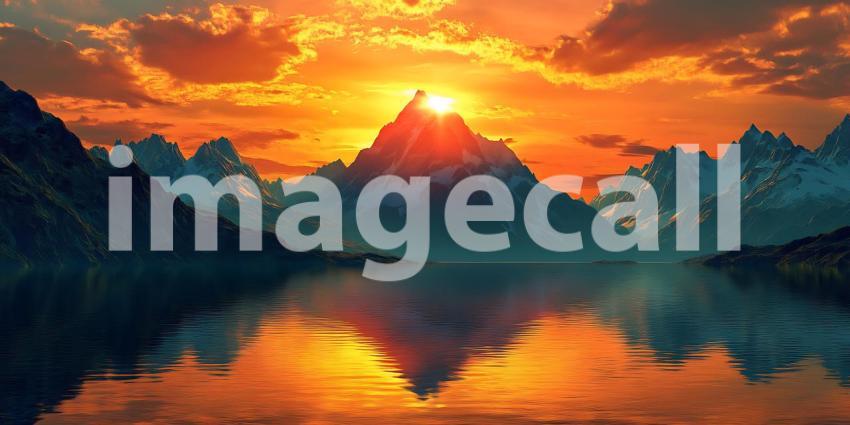 Suns Golden Embrace Paints Mountain Peaks Emerging from a Sea of Clouds in a Majestic Dawn