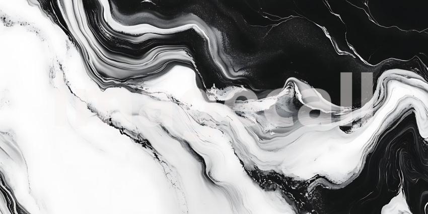 Elegant Waves of Black Ink Dance Across a White Canvas Creating a Timeless Marble Effect