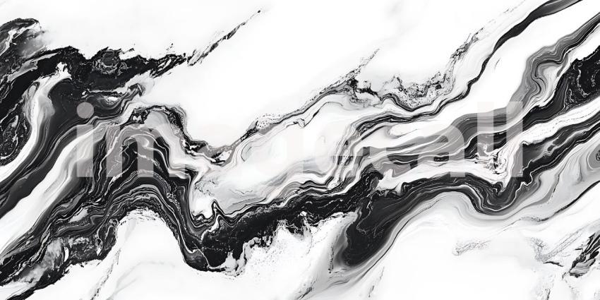 Elegant Waves of Black Ink Dance Across a White Canvas Creating a Timeless Marble Effect