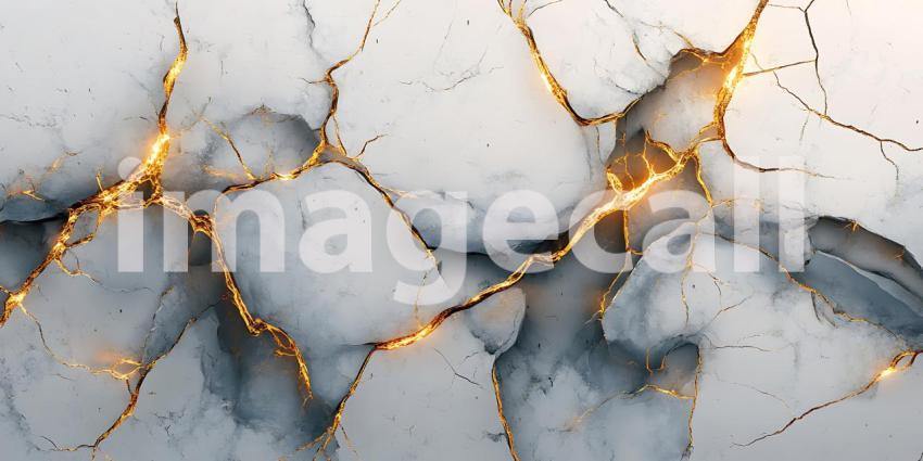 Golden Veins Crackle Across a Dark Surface Revealing Hidden Light and Ancient Earthly Power