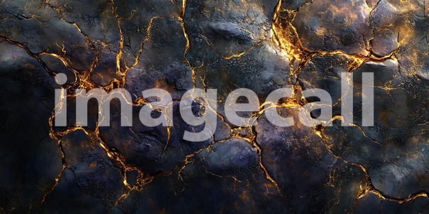 Golden Veins Crackle Across a Dark Surface Revealing Hidden Light and Ancient Earthly Power