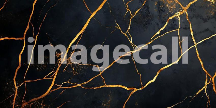 Golden Veins Crackle Across a Dark Surface Revealing Hidden Light and Ancient Earthly Power