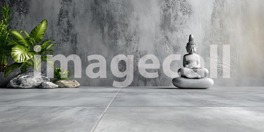 A Serene Buddha Statue Meditates in a Minimalist Space Where Peace and Tranquility Gently Reside