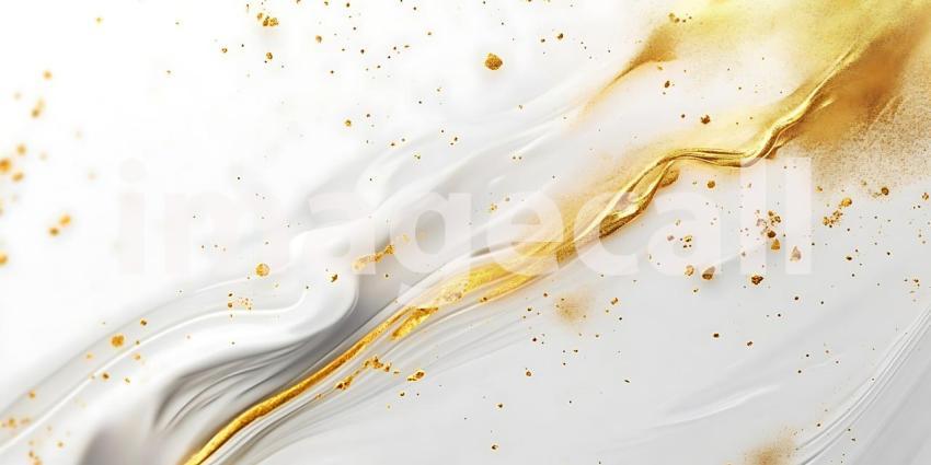 Smooth White Waves Adorned with Scattered Gold Dust Create an Elegant and Ethereal Abstract Design